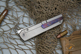 North Mountain Chop Tanto Titanium handle Ti-Damascus clip N690 steel