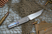North Mountain Chop limited circle Tanto Titanium handle Zirconium Damascus clip N690 steel