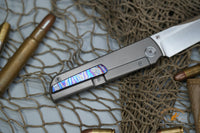 North Mountain Chop limited circle Tanto Titanium handle Zirconium Damascus clip N690 steel