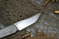North Mountain Chop limited circle Tanto Titanium handle Zirconium Damascus clip N690 steel