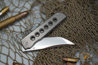 North Mountain Chop limited circle Tanto Titanium handle Zirconium Damascus clip N690 steel