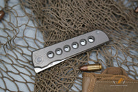 North Mountain Chop limited circle Tanto Titanium handle Zirconium Damascus clip N690 steel