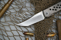 North Mountain Chop limited circle Tanto Titanium handle Zirconium Damascus clip N690 steel