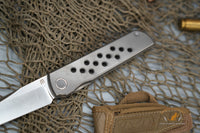 North Mountain Chop limited circle Tanto Titanium handle Zirconium Damascus clip N690 steel