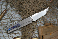North Mountain Chop limited circle Tanto Titanium handle Zirconium Damascus clip N690 steel