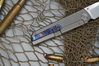 North Mountain Chop limited circle Tanto Titanium handle Zirconium Damascus clip N690 steel