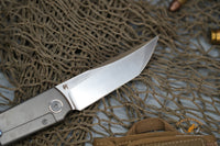 North Mountain Chop limited circle Tanto Titanium handle Zirconium Damascus clip N690 steel
