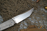 North Mountain Chop limited circle Tanto Titanium handle Zirconium Damascus clip N690 steel