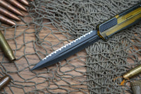 Heretic Ultem Cleric II OTF MagnaCut Black DLC Double Serrated Edge Dagger Blade,  - H020-6C-ULTEM