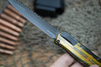 Heretic Ultem Cleric II OTF MagnaCut Black DLC Double Serrated Edge Dagger Blade,  - H020-6C-ULTEM