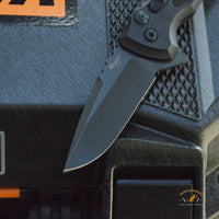 SIG X1-MicroFlip Tactical Manual Flipper: 2.75" Drop Point Blade - Grey Cerakote Finish, Solid Black G10 Frame