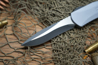 Heretic Manticore-X Gray Handle with Two-Tone Black MagnaCut Recurve OTF Auto H033-10A-GRAY