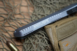 Heretic Manticore-X Gray Handle with Two-Tone Black MagnaCut Recurve OTF Auto H033-10A-GRAY