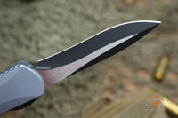 Heretic Manticore-X Gray Handle with Two-Tone Black MagnaCut Recurve OTF Auto H033-10A-GRAY