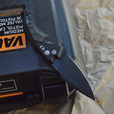 X5 Manual Flipper: 4.0" Spear Point Blade - Black Cerakote Finish, Matte Black Aluminum Frame & G-Mascus Black G10 Inserts
