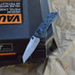 Deka Manual Folder: 3.25" Wharncliffe Blade - Tumbled Finish, G-Mascus Blue Lava G10 Frame
