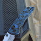 Deka Manual Folder: 3.25" Wharncliffe Blade - Tumbled Finish, G-Mascus Blue Lava G10 Frame