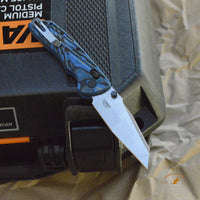 Deka Manual Folder: 3.25" Wharncliffe Blade - Tumbled Finish, G-Mascus Blue Lava G10 Frame