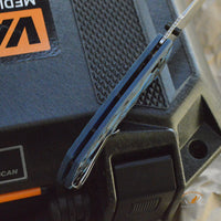 Deka Manual Folder: 3.25" Wharncliffe Blade - Tumbled Finish, G-Mascus Blue Lava G10 Frame