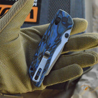 Deka Manual Folder: 3.25" Wharncliffe Blade - Tumbled Finish, G-Mascus Blue Lava G10 Frame