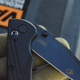 Deka Manual Folder: 3.25" Clip Point Blade - Black Cerakote Finish, Black Polymer Frame