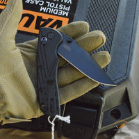Deka Manual Folder: 3.25" Clip Point Blade - Black Cerakote Finish, Black Polymer Frame
