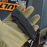 Deka Manual Folder: 3.25" Clip Point Blade - Black Cerakote Finish, Black Polymer Frame