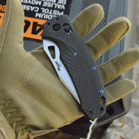SIG K320 Manual Folder (Collector Series): 3.5" Tanto Blade - Tumbled Finish, Black Carbon Fiber Frame