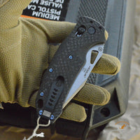 SIG K320 Manual Folder (Collector Series): 3.5" Tanto Blade - Tumbled Finish, Black Carbon Fiber Frame