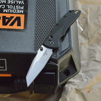 Deka Manual Folder: 3.25" Wharncliffe Blade - Tumbled Finish, Black Polymer Frame