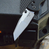 Deka Manual Folder: 3.25" Wharncliffe Blade - Tumbled Finish, Black Polymer Frame