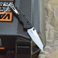 Deka Manual Folder: 3.25" Wharncliffe Blade - Tumbled Finish, Black Polymer Frame