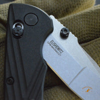 Deka Manual Folder: 3.25" Wharncliffe Blade - Tumbled Finish, Black Polymer Frame