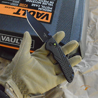 Deka Manual Folder (Collector Series): 3.25" Clip Point Blade - Black Cerakote Finish, Black Carbon Fiber Frame & Green Tritium Insert