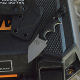 Bastinelli Creations BB Drago Fixe V2 Fixed 2" Stonewashed N690CO Blade, Black G10 Handles, Kydex Sheath - BB Drago Cutter V2