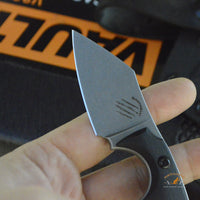 Bastinelli Creations BB Drago Fixe V2 Fixed 2" Stonewashed N690CO Blade, Black G10 Handles, Kydex Sheath - BB Drago Cutter V2