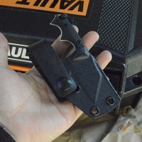Bastinelli Creations BB Drago Fixe V2 Fixed 2" Stonewashed N690CO Blade, Black G10 Handles, Kydex Sheath - BB Drago Cutter V2
