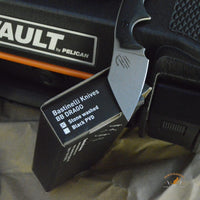 Bastinelli Creations BB Drago Fixe V2 Fixed 2" Stonewashed N690CO Blade, Black G10 Handles, Kydex Sheath - BB Drago Cutter V2