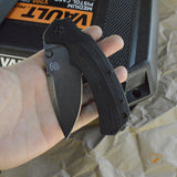 Bastinelli Creations Red IKBS Frame Lock Folding Knife 3.4" M390 Black PVD Stonewashed Drop Point Blade, Milled Black G10 Handle