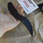 Bastinelli Creations Chopper Fixed Blade Knife 3.5" M390 Black PVD Trailing Point, 3D Machined Black G10 Handles, Kydex Sheath