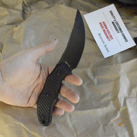 Bastinelli Creations Chopper Fixed Blade Knife 3.5" M390 Black PVD Trailing Point, 3D Machined Black G10 Handles, Kydex Sheath