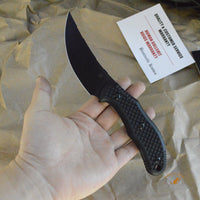 Bastinelli Creations Chopper Fixed Blade Knife 3.5" M390 Black PVD Trailing Point, 3D Machined Black G10 Handles, Kydex Sheath