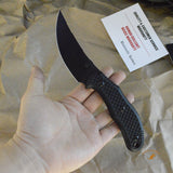 Bastinelli Creations Chopper Fixed Blade Knife 3.5" M390 Black PVD Trailing Point, 3D Machined Black G10 Handles, Kydex Sheath