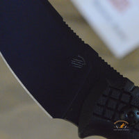 Bastinelli Creations Chopper Fixed Blade Knife 3.5" M390 Black PVD Trailing Point, 3D Machined Black G10 Handles, Kydex Sheath