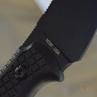 Bastinelli Creations Chopper Fixed Blade Knife 3.5" M390 Black PVD Trailing Point, 3D Machined Black G10 Handles, Kydex Sheath