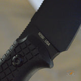 Bastinelli Creations Chopper Fixed Blade Knife 3.5" M390 Black PVD Trailing Point, 3D Machined Black G10 Handles, Kydex Sheath