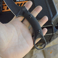 Bastinelli Creations Mako Fixed Blade Knife 4.625" N690Co Black PVD Stonewashed Plain, Black G10 Handles, Kydex Sheath