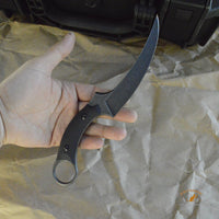 Bastinelli Creations Mako Fixed Blade Knife 4.625" N690Co Black PVD Stonewashed Plain, Black G10 Handles, Kydex Sheath