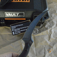 Bastinelli Creations Mako Fixed Blade Knife 4.625" N690Co Black PVD Stonewashed Plain, Black G10 Handles, Kydex Sheath