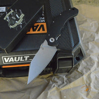 Bastinelli Creations Compact Dragotac Frame Lock 3.75" Wharncliffe D2 Blade, Milled Black G10 Handle
